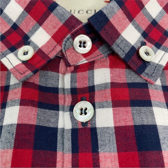 GUCCI Kids Plaid Button Down Shirt 8 - Picture 10 of 11
